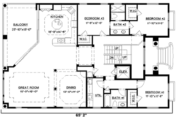 Floor Plan - Main Floor for Mediterranean House Plan #27-218 - 4 bed, 3 bath
