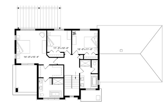 Floor Plan - Upper Floor 1 for Modern House Plan #23-2309 - 3 bed, 3 bath