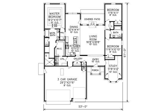 Floor Plan - Main Floor for Traditional House Plan #65-515 - 3 bed, 2 bath