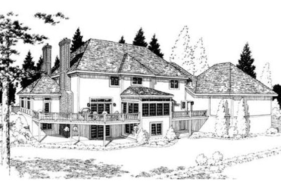 Exterior - Rear Elevation for European House Plan #312-720 - 4 bed, 3.5 bath