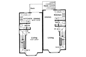 Floor Plan - Main Floor for Traditional House Plan #303-129 - 2 bed, 2.5 bath
