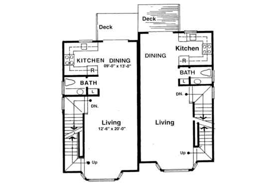 Floor Plan - Main Floor for Traditional House Plan #303-129 - 2 bed, 2.5 bath