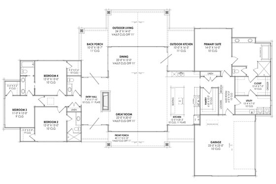 Floor Plan - Main Floor for Modern House Plan #1096-59 - 4 bed, 3.5 bath