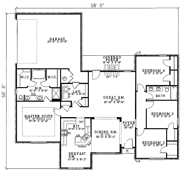 House Plan Design - European Floor Plan - Main Floor Plan #17-1110