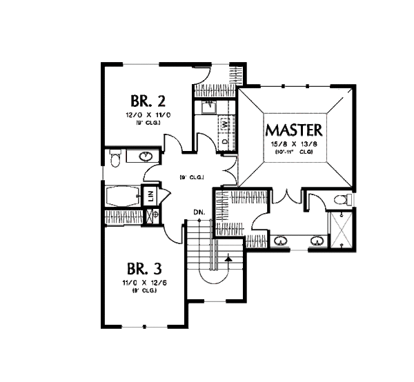 Traditional Floor Plan - Upper Floor Plan #48-513
