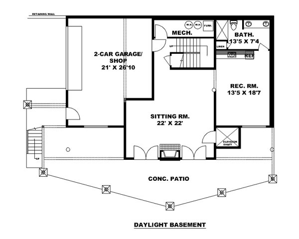 Craftsman Floor Plan - Lower Floor Plan #117-1010