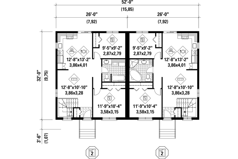 Architectural House Design - Floor Plan - Main Floor for Ranch House Plan #25-4514 - 4 bed, 2 bath