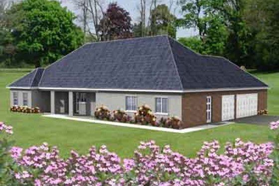 Exterior - Front Elevation for Mediterranean House Plan #1-521 - 3 bed, 2.5 bath