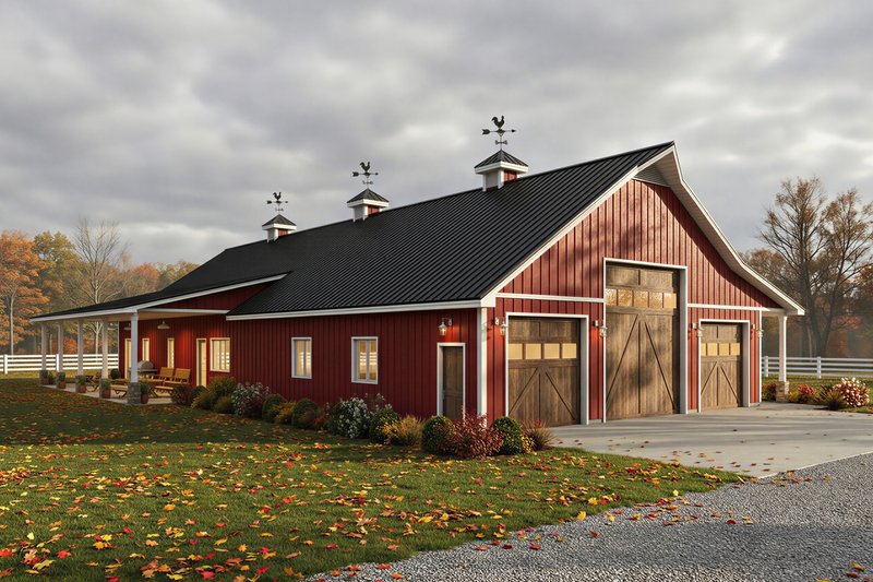 Dream House Plan - Exterior - Rear Elevation 1 for Barndominium House Plan #1084-13 - 3 bed, 2.5 bath