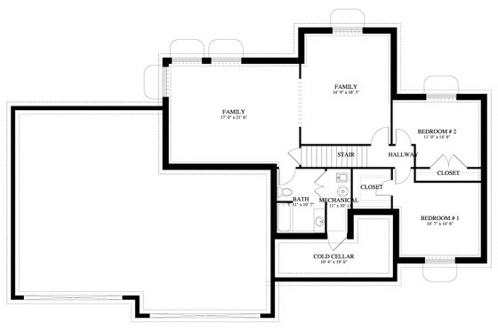 Floor Plan - Lower Floor for Traditional House Plan #1060-62 - 3 bed, 2.5 bath