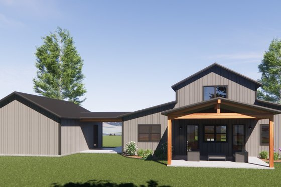 Exterior - Rear Elevation 2 for Barndominium House Plan #1096-79 - 3 bed, 2 bath