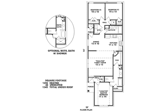 Floor Plan - Main Floor for European House Plan #81-183 - 3 bed, 2 bath