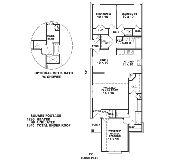 Floor Plan - Main Floor for European House Plan #81-183 - 3 bed, 2 bath