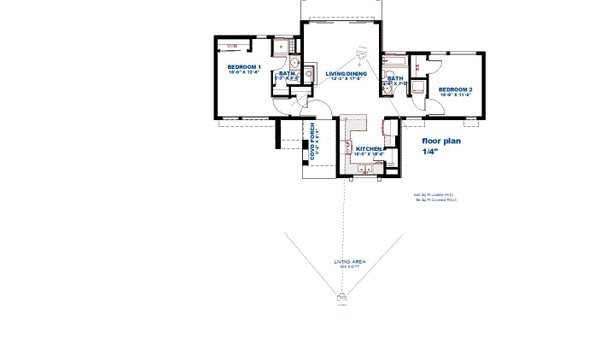 House Design - Floor Plan - Main Floor for Contemporary House Plan #1126-9 - 2 bed, 2 bath