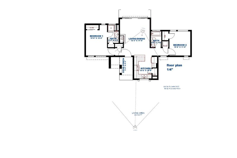 House Design - Floor Plan - Main Floor for Contemporary House Plan #1126-9 - 2 bed, 2 bath