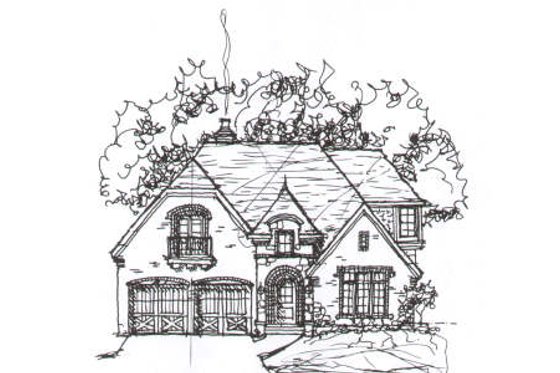 Exterior - Front Elevation for European House Plan #141-229 - 3 bed, 3.5 bath
