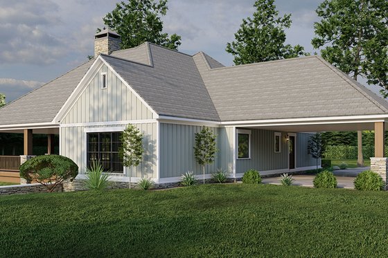 Exterior - Rear Elevation 2 for Craftsman House Plan #923-305 - 2 bed, 2 bath