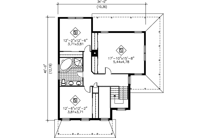 House Plan Design - Floor Plan - Upper Floor for Traditional House Plan #25-237 - 3 bed, 1.5 bath