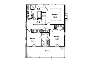Floor Plan - Upper Floor for Southern House Plan #41-158 - 3 bed, 2.5 bath