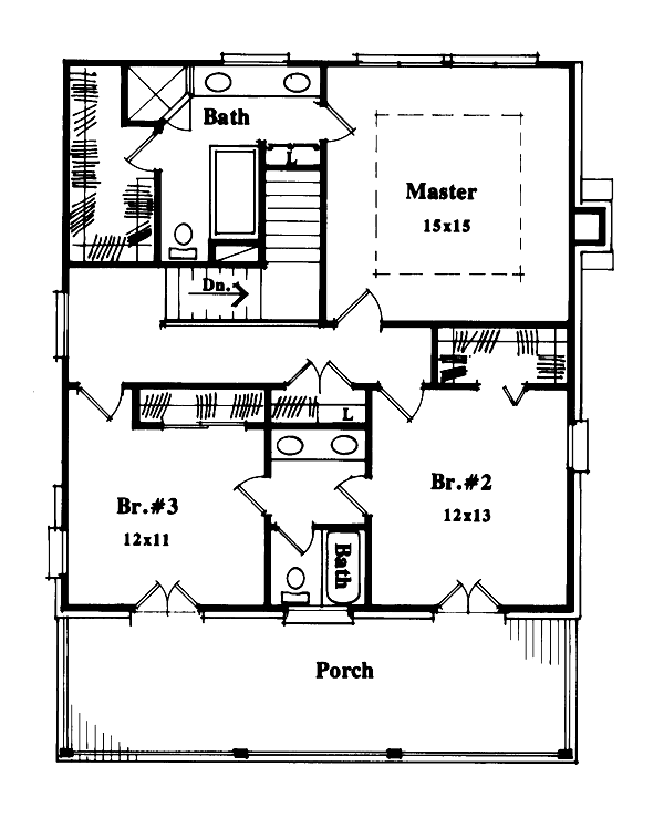 Architectural House Design - Southern Floor Plan - Upper Floor Plan #41-158