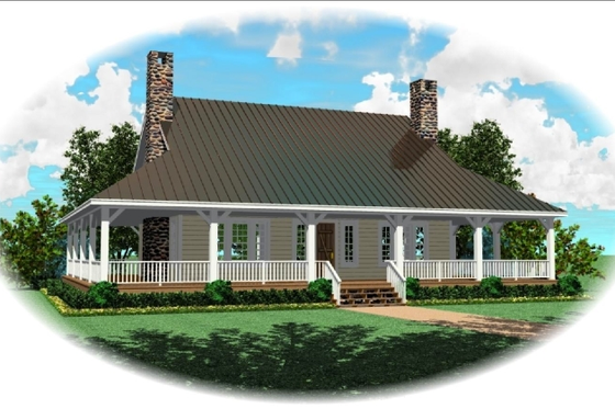 Exterior - Front Elevation for Country House Plan #81-1520 - 3 bed, 2.5 bath