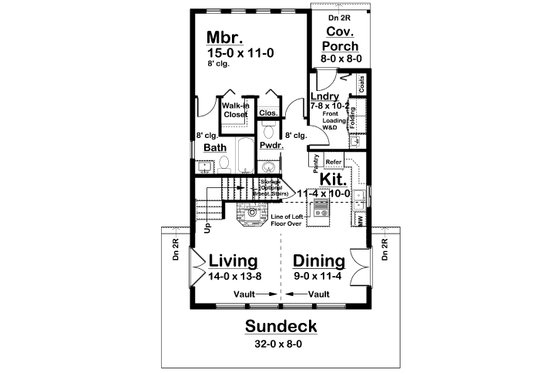 Floor Plan - Main Floor for Cabin House Plan #126-188 - 3 bed, 2 bath