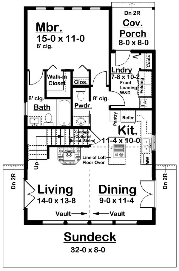 House Plan Design - Floor Plan - Main Floor for Cabin House Plan #126-188 - 3 bed, 2 bath