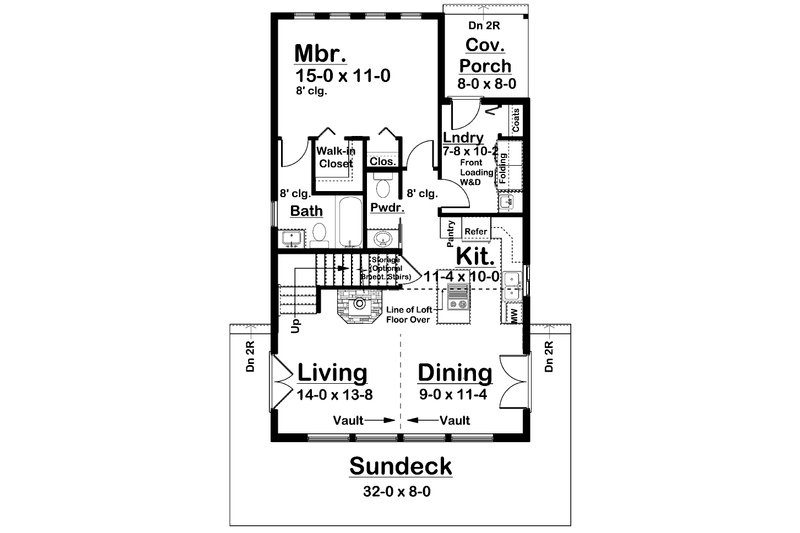 House Plan Design - Floor Plan - Main Floor for Cabin House Plan #126-188 - 3 bed, 2 bath