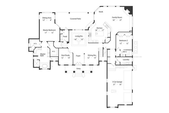 Floor Plan - Main Floor for Classical House Plan #417-430 - 5 bed, 4.5 bath