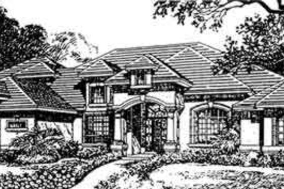 Exterior - Front Elevation for European House Plan #135-109 - 4 bed, 5 bath