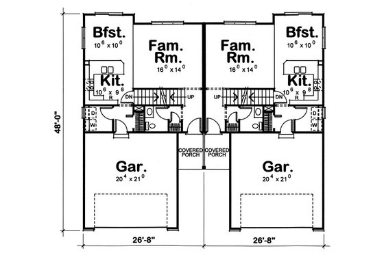 Floor Plan - Main Floor for Traditional House Plan #20-2064 - 3 bed, 2.5 bath