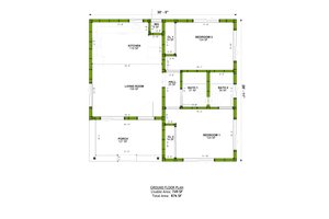 Floor Plan - Main Floor for Adobe / Southwestern House Plan #1106-155 - 2 bed, 2 bath