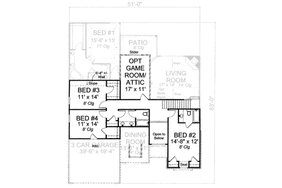 Floor Plan - Upper Floor for European House Plan #20-1836 - 4 bed, 4 bath