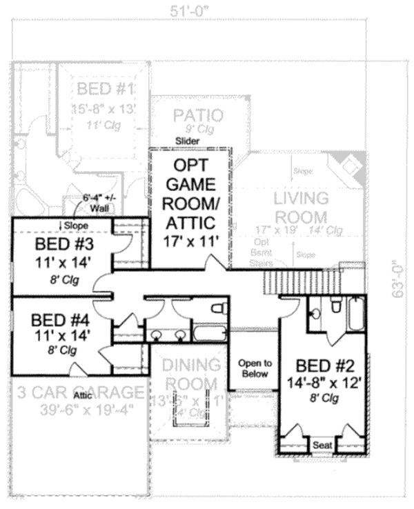 Architectural House Design - European Floor Plan - Upper Floor Plan #20-1836