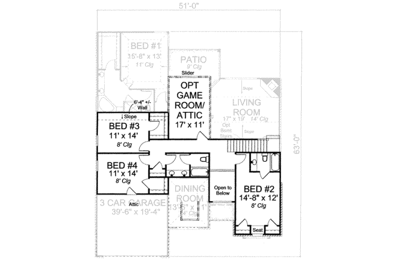 Home Plan - Floor Plan - Upper Floor for European House Plan #20-1836 - 4 bed, 4 bath