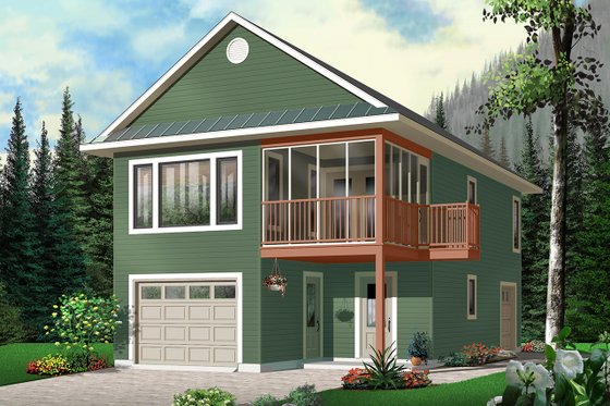Exterior - Front Elevation 4 for Traditional House Plan #23-442 - 2 bed, 1.5 bath