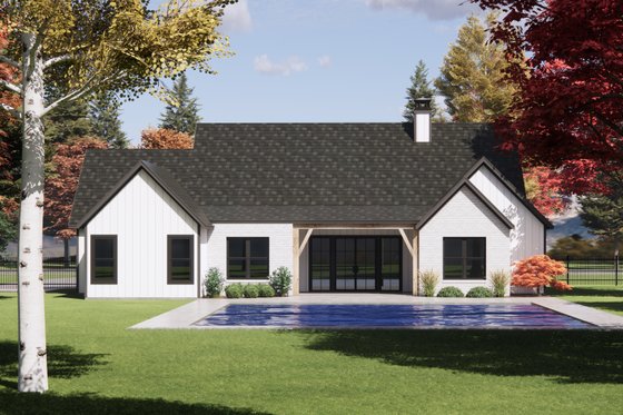 Exterior - Rear Elevation for Farmhouse House Plan #1096-140 - 4 bed, 3 bath