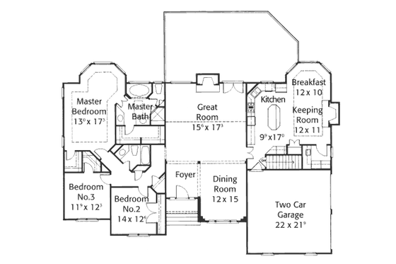 Floor Plan - Main Floor for European House Plan #429-18 - 3 bed, 2.5 bath