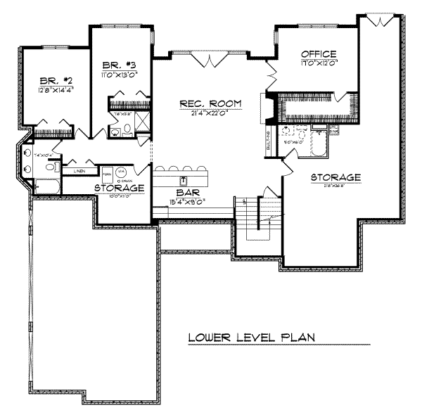 House Design - Traditional Floor Plan - Lower Floor Plan #70-425