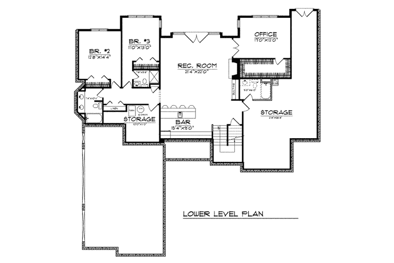 Dream House Plan - Floor Plan - Lower Floor for Traditional House Plan #70-425 - 3 bed, 4.5 bath