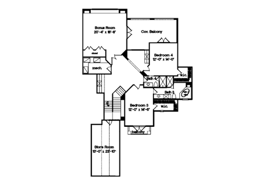 Floor Plan - Upper Floor for European House Plan #135-207 - 5 bed, 5 bath