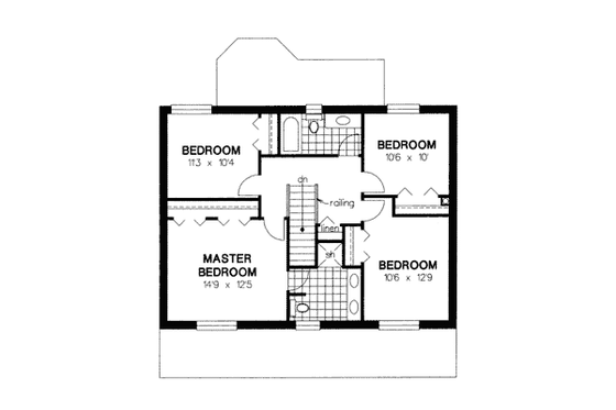 Floor Plan - Upper Floor for Country House Plan #18-343 - 4 bed, 2.5 bath