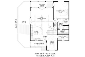 Floor Plan - Main Floor for Cabin House Plan #932-344 - 3 bed, 2 bath