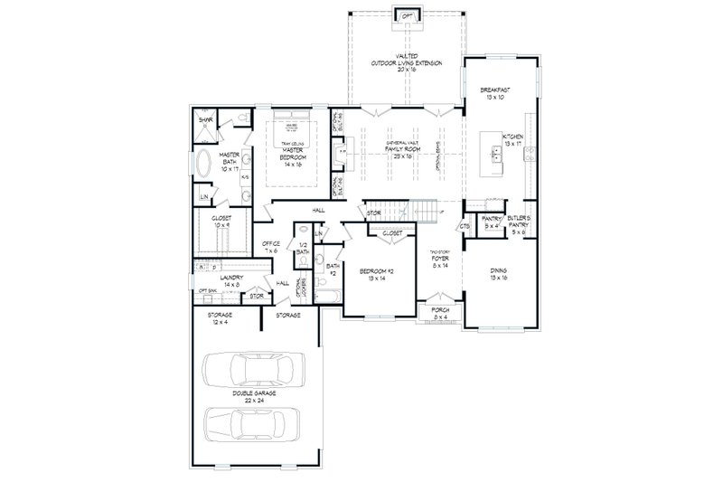 House Plan Design - Floor Plan - Main Floor for Southern House Plan #932-340 - 5 bed, 3.5 bath