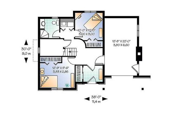 Floor Plan - Lower Floor for Traditional House Plan #23-453 - 3 bed, 2 bath