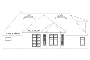 Exterior - Rear Elevation for Traditional House Plan #424-367 - 3 bed, 2 bath