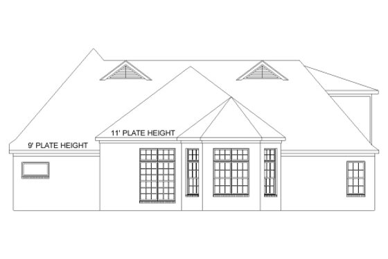 Exterior - Rear Elevation for Traditional House Plan #424-367 - 3 bed, 2 bath