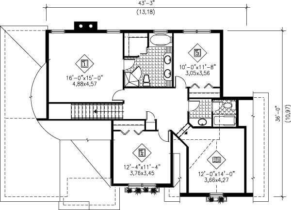 Traditional Floor Plan - Upper Floor Plan #25-248