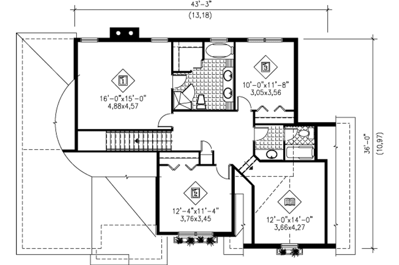 Dream House Plan - Floor Plan - Upper Floor for Traditional House Plan #25-248 - 3 bed, 2.5 bath
