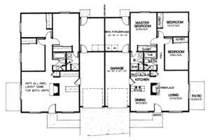 Floor Plan - Main Floor for Ranch House Plan #303-250 - 3 bed, 2 bath